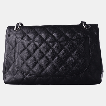 Sold Chanel Classic Flap Jumbo 2010 Black Caviar Leather Double Flap with Silver Hardware