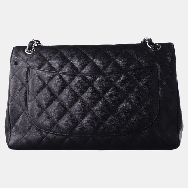 Sold Chanel Classic Flap Jumbo 2010 Black Caviar Leather Double Flap with Silver Hardware