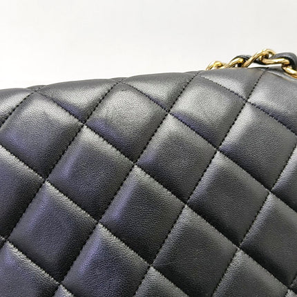 Chanel Classic Flap Maxi 2009 Black Lambskin Leather Single Flap with Gold Hardware