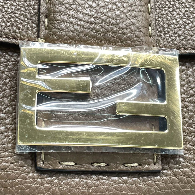 Fendi Baguette Selleria Calfskin Leather Crossbody Bag Large Brown
