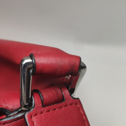 Loewe Puzzle Medium Red Leather with Zipper Crossbody Bag
