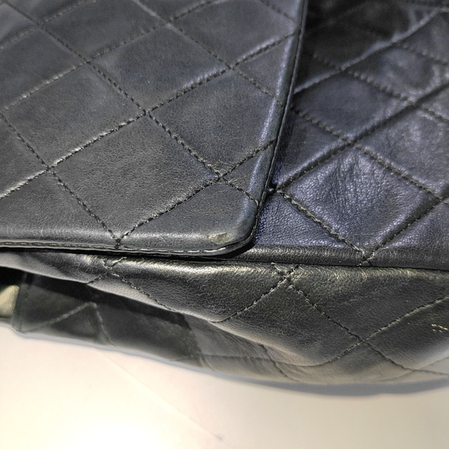 Chanel Classic Flap Vintage Large Black Lambskin Leather with 24k Gold Hardware, 1989-1991