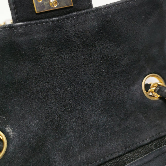 Chanel Classic Flap Extra Mini Black Suede Quilted Gold-tone Hardware