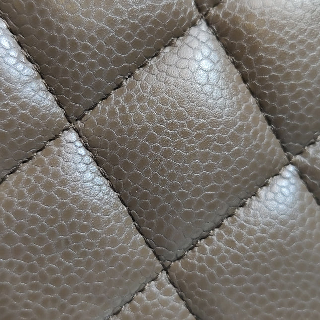 Chanel Classic Flap Jumbo 2012 Coffee Brown Caviar Leather Double Flap Silver Hardware