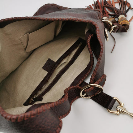Gucci Jackie Soft Large Brown Leather Shoulder Bag With Strap