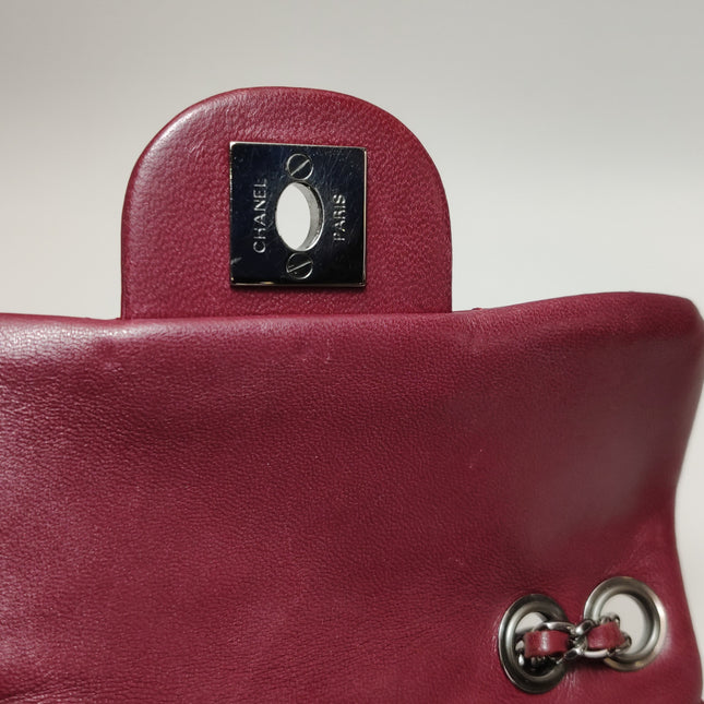 Chanel Seasonal Flap Mini Burgundy Lambskin Leather With Beads