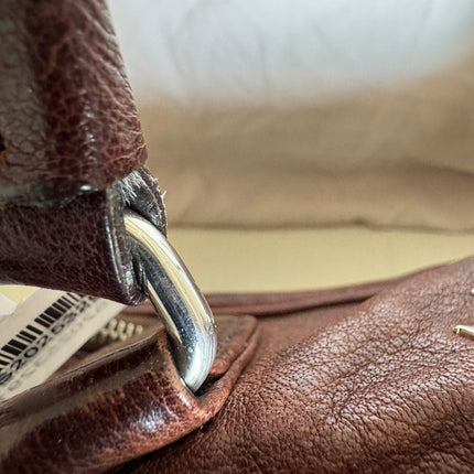 Prada Large Brown Washed Top Handle Bauletto Bag Calfksin Leather