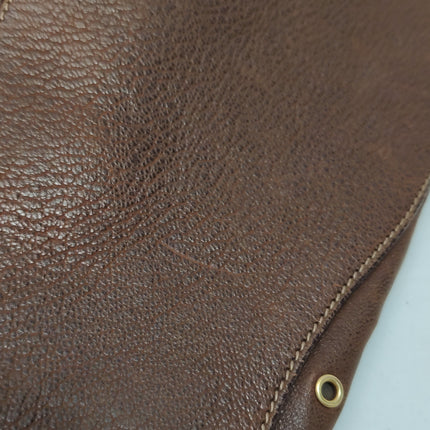 Prada Brown Grommet Calfskin Leather Gold Ringlet Shoulder Bag