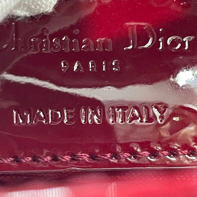 Lady Dior Mini Handbag 2017 Red Patent Leather Gold-tone Chain Strap