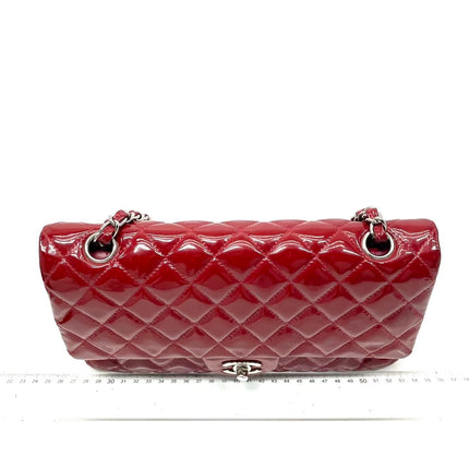 Chanel Classic Flap Medium 2011 Red Patent Leather Silver Hardware