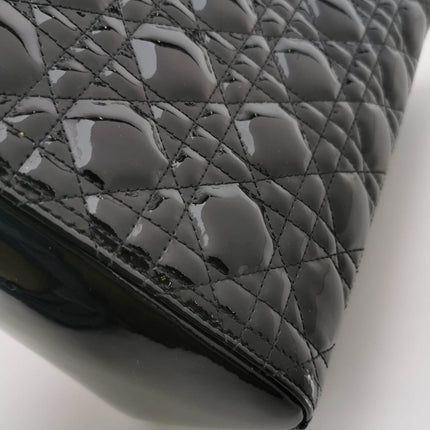 Sold Lady Dior Medium Black Patent Leather Handbag with Gold Hardware