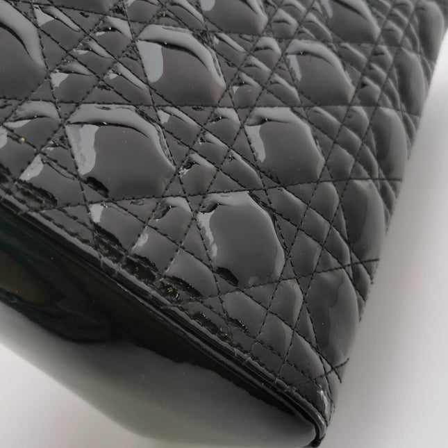 Sold Lady Dior Medium Black Patent Leather Handbag with Gold Hardware