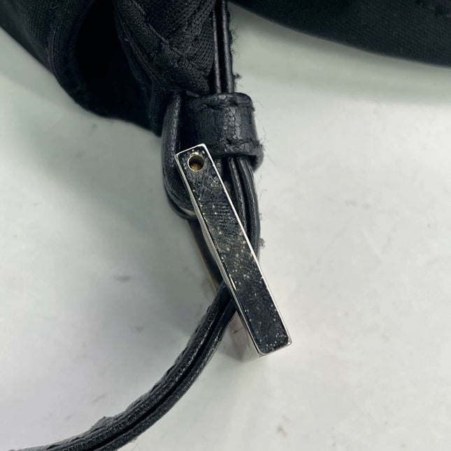 FENDI Baguette Vintage Black Cloth Silver Hardware Shoulder Bag