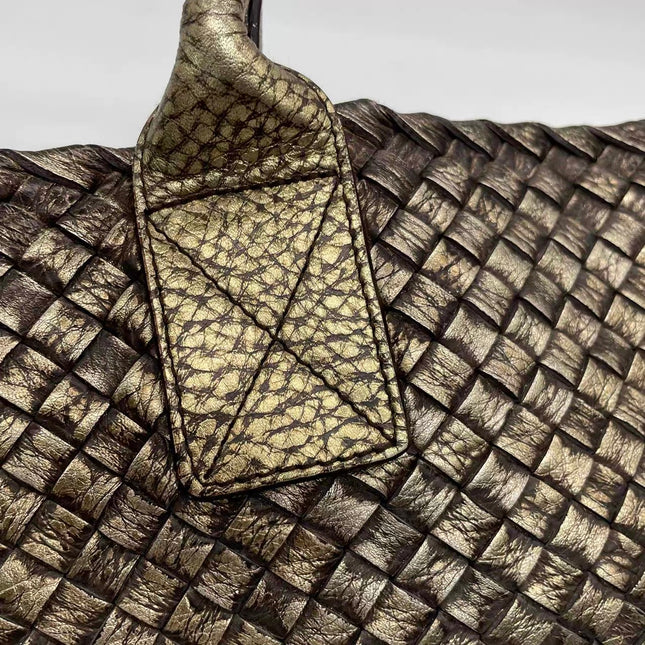 Bottega Veneta Cabat Large Intreccio Deerskin Leather Tote Bag Gold