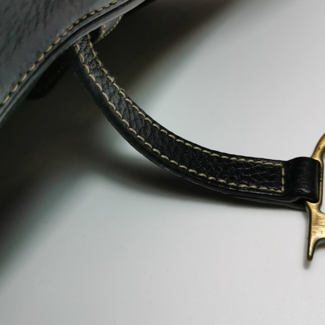 Dior Saddle Vintage Leather Black with Antiqued Gold Hardware