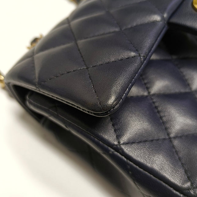Chanel Classic Flap Rectangular Mini 2015 Navy Lambskin Gold Hardware
