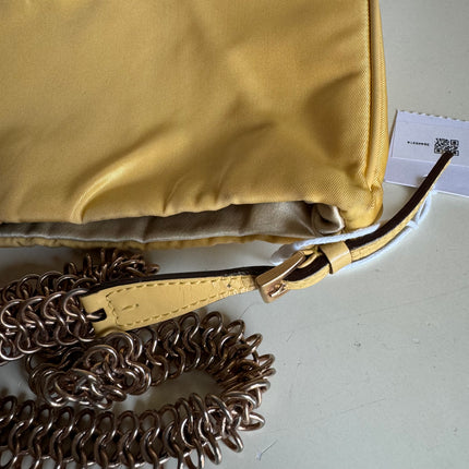 Prada Chain Shoulder Bag Nylon Yellow with Gold-tone Chain
