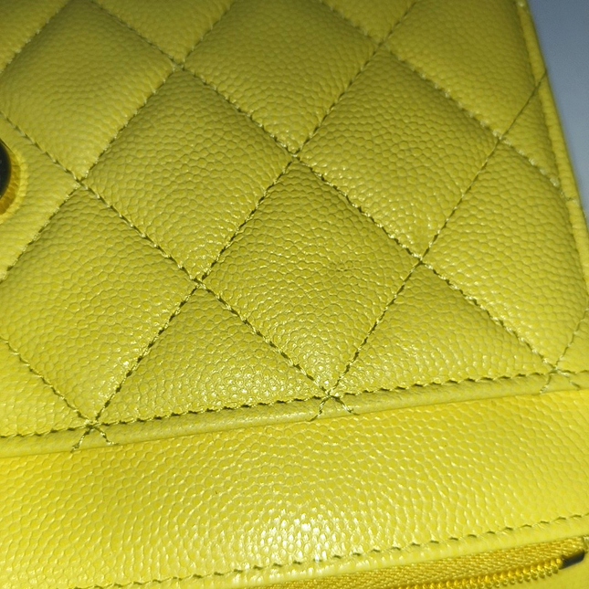 Chanel Wallet on Chain Classic Flap Yellow Caviar Leather Gold Hardware