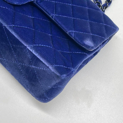 Chanel Classic Flap Medium Royal Blue Velvet Silver Hardware