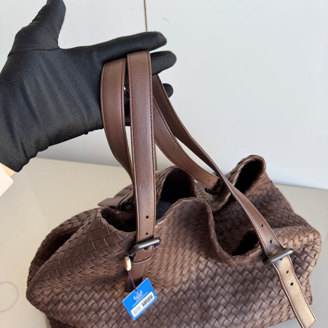 Bottega Veneta Cesta Shopper Tote Intrecciato Milk Chocolate Brown Leather Large 50cm