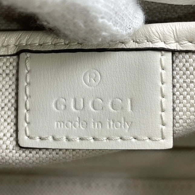 Gucci Bamboo 1947 Top Handle Bag Small White Box Leather Canvas Strap