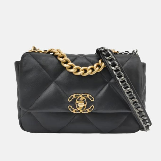 Chanel 19 Bag Small Black Lambskin Leather Crossbody Bag-Luxbags