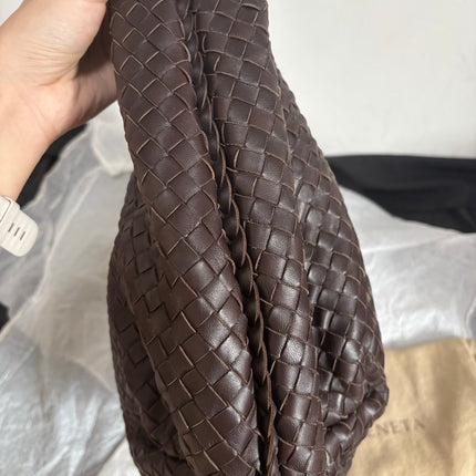 Bottega Veneta Belly Hobo Intreccio Leather Dark Chocolate Brown Large 50cm