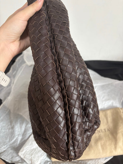 Bottega Veneta Belly Hobo Intreccio Leather Dark Chocolate Brown Large 55cm