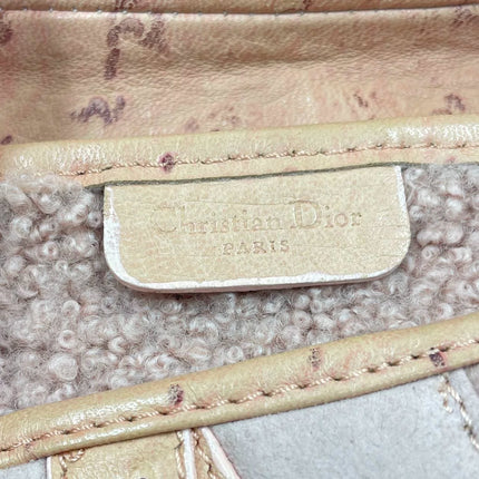 Dior Saddle Vintage Shoulder Bag Medium Shearling and Ostrich Leather Pink