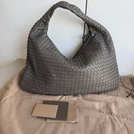 Bottega Veneta Hobo Bag Lambskin leather Dark Grey 47cm-Luxbags