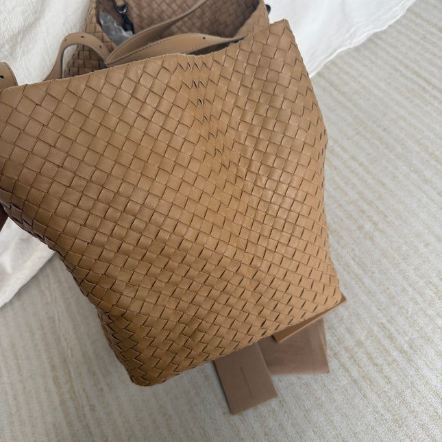 Bottega Veneta Cesta Shopper Tote Intrecciato Milk Chocolate Brown Leather Large 50cm
