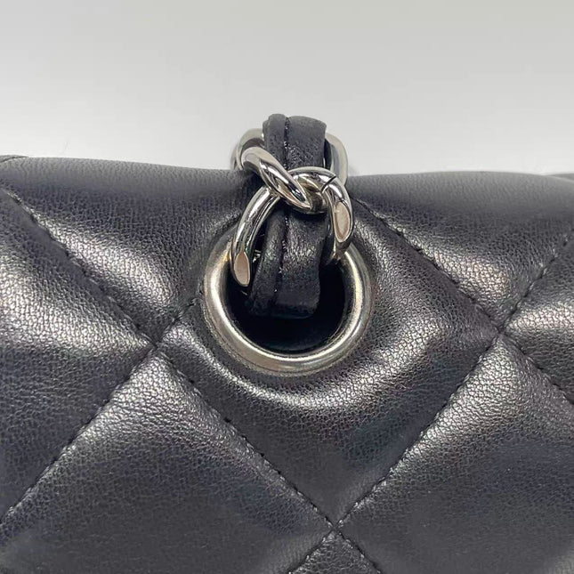 Chanel Classic Flap Maxi Black Lambskin Leather Double Flap Silver Hardware 2011-2012
