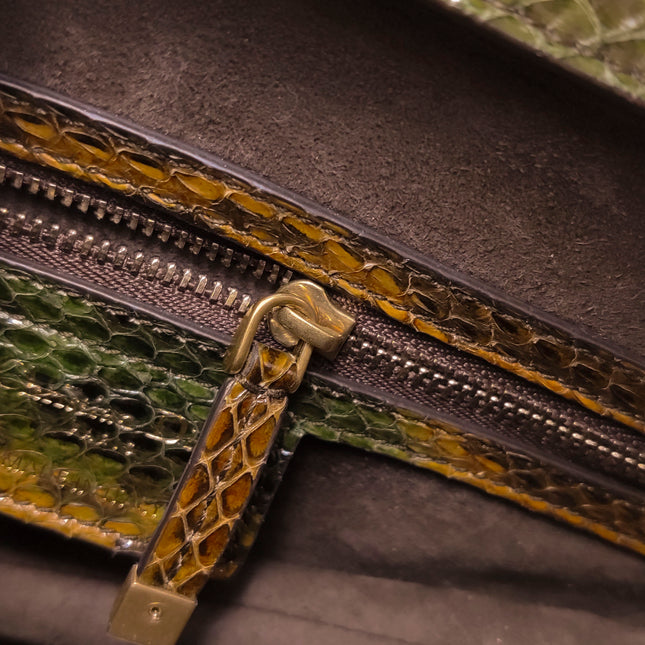 Dior Saddle Medium Green and Brown Snake-Skin Leather Bag