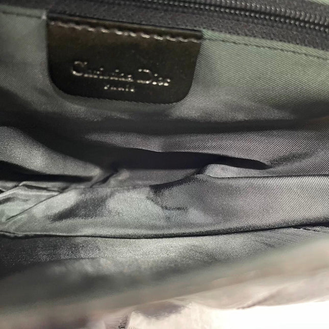 Dior Saddle Small Vintage Shoulder Bag Dark Green Oblique Print Patent Leather