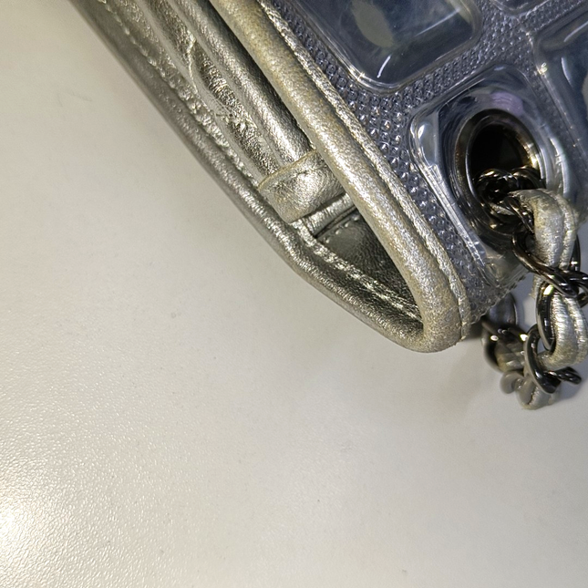 Chanel Ice Cube Chocolate Bar Classic Flap Metallic Silver PVC with Leather