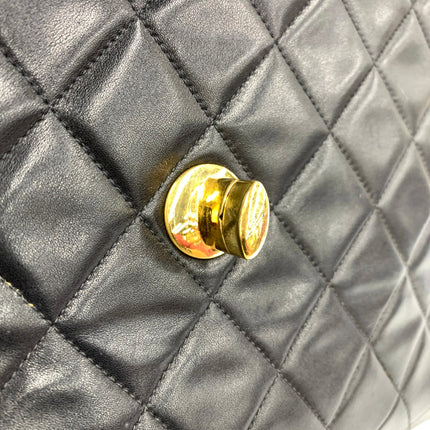 Chanel 1996 Vintage Classic Maxi Flap Black Lambskin Leather Giant CC 24 Gold Hardware