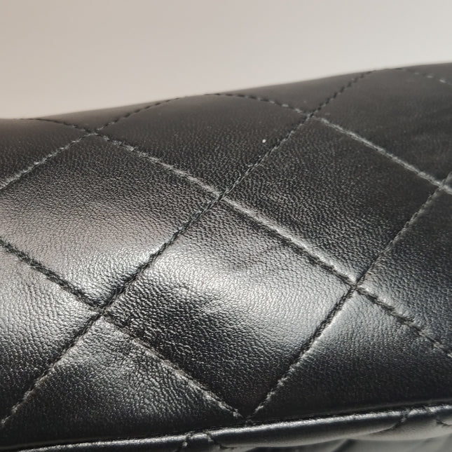 Chanel Classic Flap Jumbo Black Lambskin Leather Single Flap with Silver Hardware 2009-2010