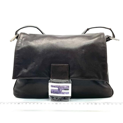 Fendi Mamma Baguette Chocolate Brown Lambskin Leather Silver Hardware