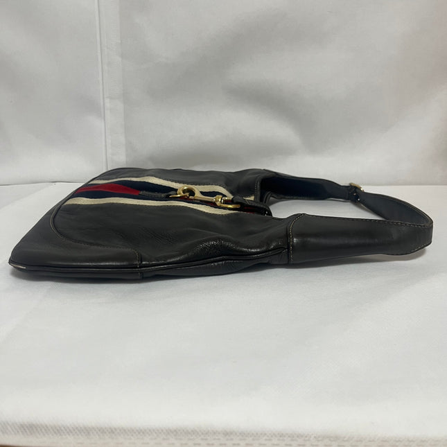 Gucci Jackie Vintage Bouvier Hobo Black Leather with Web Accent
