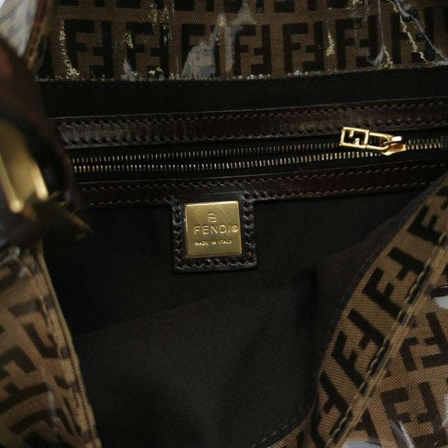 Sold Fendi Baguette Zucchino Monogram Brown Patent Leather