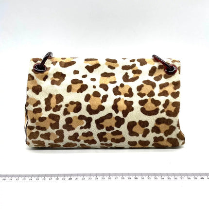 Prada Leopard Print Pony-style Calfskin Tortoise Strap Large Shoulder Bag