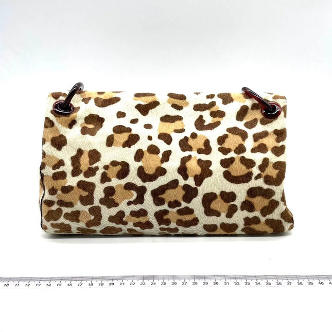 Prada Leopard Print Pony-style Calfskin Tortoise Strap Large Shoulder Bag