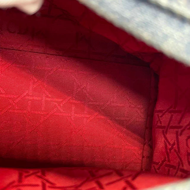 Lady Dior Vintage Medium Navy Blue Jeans Silver Hardware