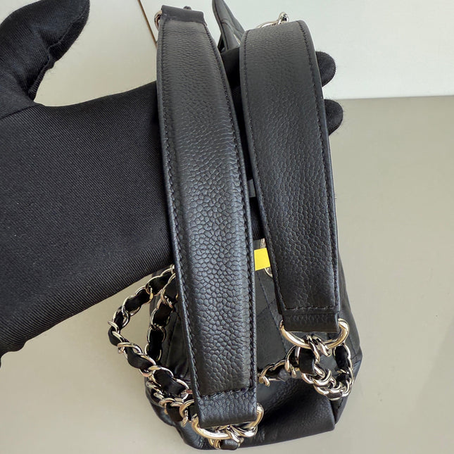 Chanel CC Logo Tote Black Soft Quilted Caviar Leather Silver Hardware 2011-2012
