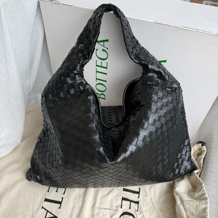 Bottega Veneta Hop Black Intrecciato Leather Maxi Hobo Bag 54cm