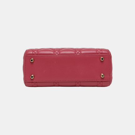Sac Lady Dior Mini Lipstick Rose Cuir d'Agneau Quincaillerie Dorée Bandoulière Chaîne