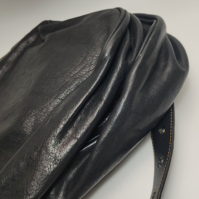 Dior Vintage Gaucho Large Black Leather Crossbody Bag