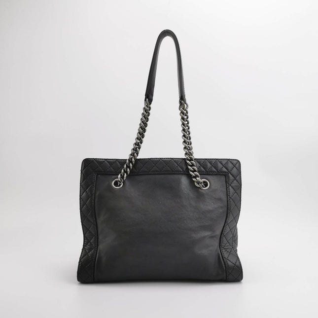 Sold Chanel Boy Reverso Shopping Tote Calfskin Leather Black
