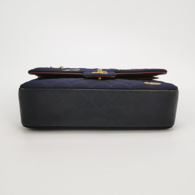 Chanel Medium Classic Double Flap Bag Métiers d'Art Paris-Hamburg 2018 Wool Nautical Charms