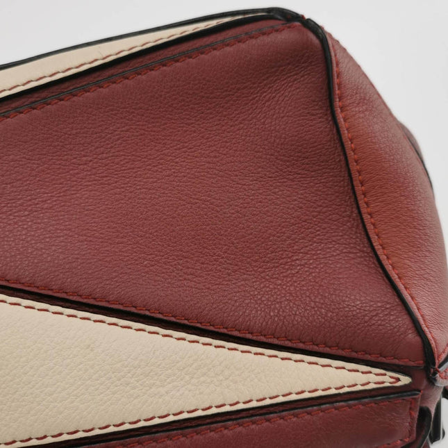 Sold Loewe Puzzle Mini Multicolor Burgundy Calfskin Leather Crossbody Bag